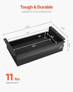 VEVOR Under Desk Drawer Slide Out, 16 inch Attachable Desk Drawer for Sit Stand Workstation, Hidden Under Counter Drawers for office Home, Black - Image 2