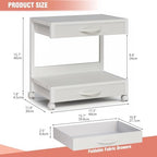 VENNQD 2-Tier Desktop Printer Stand with 2 Fabric Drawers, Prtiner Table with Storage Shelf, Desk Organizer for Home Office,3D Printer,Fax Machine,Scanner (White, 2 Tier) - Image 6