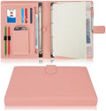 Wonderpool A4 PU Leather Ring Holder Writing Portfolio Multi Document Case with Removable Binder Clipboard and Functional Pocket for Organizer Office Travel School (Pink) by Wonderpool