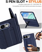 for iPhone Ultra Case with Pen Holder & Stylus & Finger Strap Blue - Image 4