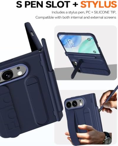 for iPhone Ultra Case with Pen Holder & Stylus & Finger Strap Blue - Image 4