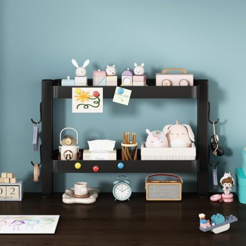 Clamp-On Desk Shelf Organizer, 2-Tier Metal Side Desktop Shelves - Image 4