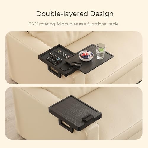 Wealone Black Couch Arm Tray, Sofa Arm Table with TV Tray & Storage Box - Image 3