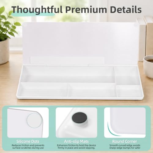 16"x7" Glass Desktop Whiteboard with Storage Drawer, White - Image 7