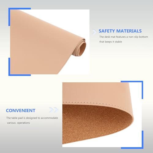 Double-Sided Desk Mat Large 90x45cm Non-Slip Pu Leather and Cork Desk Protector Writing Pad with Organizer Strap for Office and Home Workspace - Image 7
