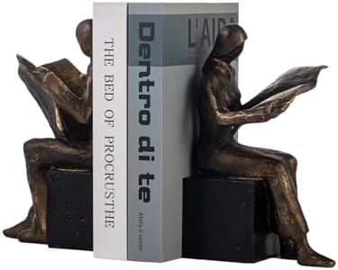 Lukitas Readers Decorative Bookends Heavy Duty Non-Slip, Bronze, Resin 8'' - Image 5