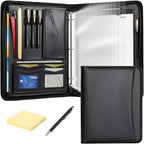 Leathario Portfolio Binder, Padfolio Organizer, 3 Ring Binder with Zipper by Leathario