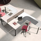 Chihein L-Shaped PU Leather Desk Pad (41.3” + 41.3”) x 12.99”(Gray/White) - Image 3