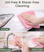 Reusable Microfiber Cleaning Cloth Roll - 100 Pack, 12"x12" Washable Tear-Away Paper Towels, Lint-Free & Streak-Free Rags for Kitchen, Glass, Cars, Electronics, Workshop and Garage(Pink) - Image 4