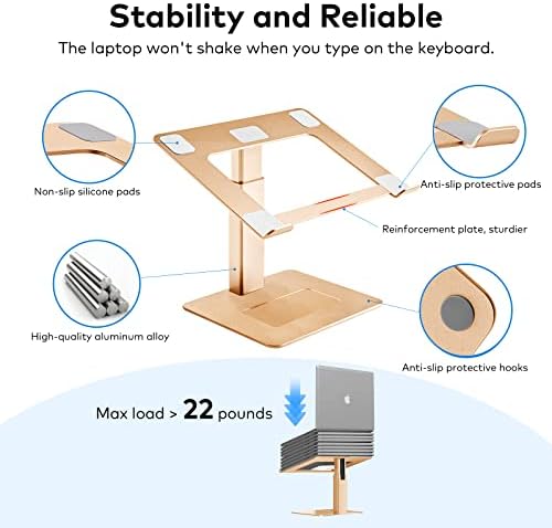 Laptop Stand for Desk, Ergonomic Aluminum Laptop Stand Adjustable Height from 7-15", Sitting and Standing Laptop Riser for 10-17" Notebook - Image 5