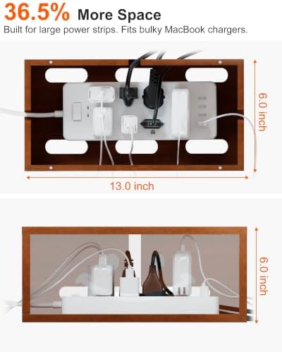 Solid Wood Cable Management Box, Cute Smile Cord Hider Box for Desk - Image 3