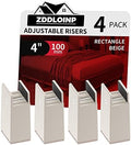 4 Inch Bed Risers with Adjustable Screw Clamp, 4 Pack Beige by ZDDLOINP
