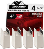 4 Inch Bed Risers with Adjustable Screw Clamp, 4 Pack Beige by ZDDLOINP