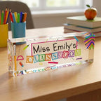 Artblox Acrylic Name Plate, 8'' x 2.5'', Personalized Teacher Desk Sign, Modern Signage - Image 3