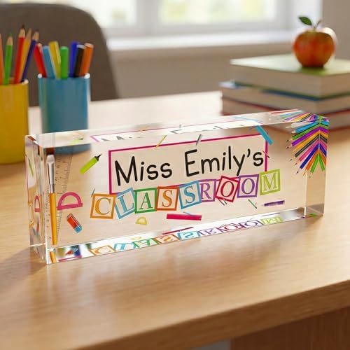 Artblox Acrylic Name Plate, 8'' x 2.5'', Personalized Teacher Desk Sign, Modern Signage - Image 3