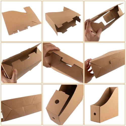 20 Pack Cardboard Magazine File Holders, Sturdy Book Bins for Classroom Library, 10.6'' ×10.2'' ×3.5'' Inch Vertical File Folder Box - Image 3