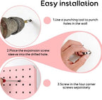 Magnetic Metal Pegboard Wall Organizer Kit, 4 Pack 10 x 10 in Panels Pink - Image 6