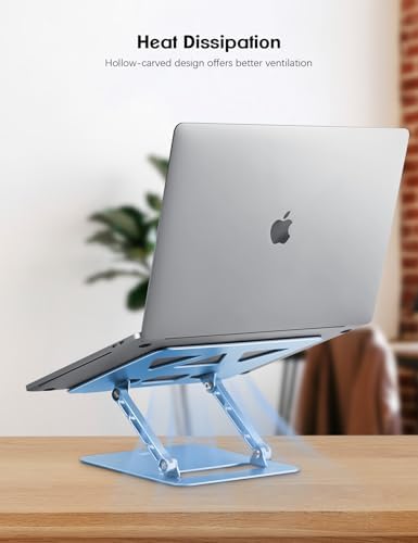 Aoviho Adjustable Laptop Stand for Desk,Portable Laptop Stand Holder and Riser,Foldable Aluminum Notebook Computer Stands for MacBook Air Pro HP Lenovo Dell Samsung Chromebook, 10-15.6 inch, Sky Blue - Image 5