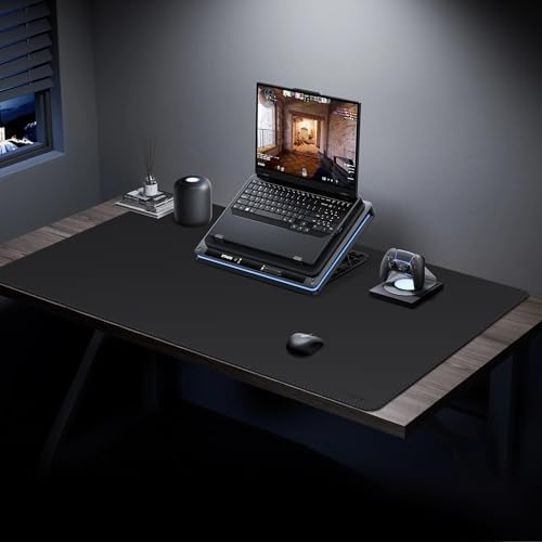 Mydours 43" x 24" XXL Large Desk Mat, PU Leather Full Desk Mouse Pad, Black - Image 3