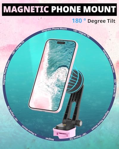 UBeesize 12'' LED Ring Light with 62'' Tripod Stand and Magnetic Phone Holder, Selfie Ring Light for Video Recording, Live Streaming, Compatible with iPhone & Android (Pink), 12-in (Pack of 5) - Image 2