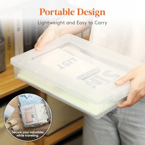 Lifewit 6 Pack Paper Organizer Storage, 12x9 Multi-Purpose Plastic File Box with Latching Lids, Containers for A4, Letter, Scrapbook, Document, Magazine, Art Supplies, Clear - Image 7