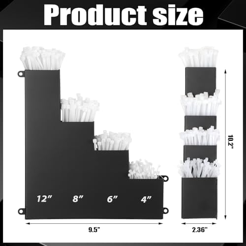 Cable Zip Tie Storage Holder, Black, 10 x 9.5 Inch, 4 Pockets - Image 2