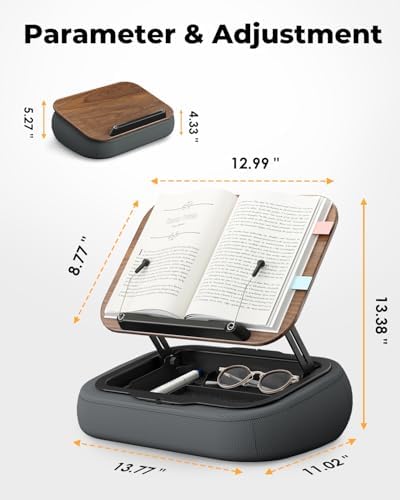 SupeDesk Lap Beanbag Book Stand with Storage, Adjustable Reading Pillow for Bed & Desk, Multi-Angle Book Stand Pillow Holder, Hands-Free Lap Reading Stand for Book,iPad, Tablet - Image 3