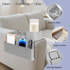 KindGa Couch Cup Holder Tray - Silicone Sofa Armrest Organizer Slate Gray - Image 6