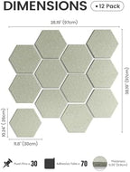 Fluxynara 12-Pack Hexagon Felt Bulletin Board Tiles, Sage - Image 2