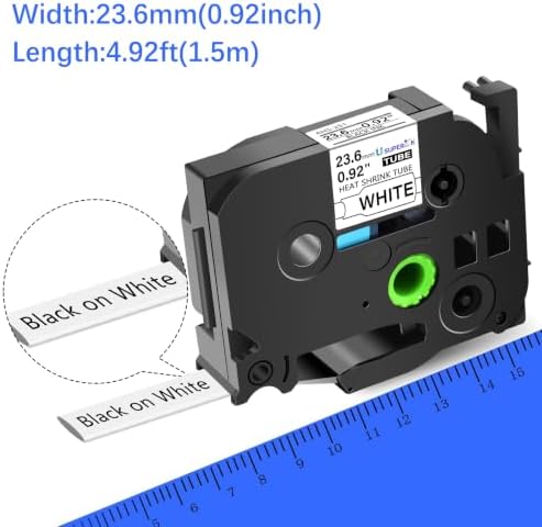 USUPERINK 10PK Compatible for Ptouch HSe-251 HSe251 HS-251 HS251 Black on White 23.6mm 0.92'' Heat Shrink Tubing for Wire Cable for PT-P710BTPT-P750WPT-P750WVP Label Maker Tape - Image 4