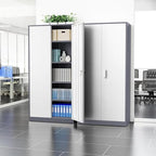 INTERGREAT Metal Storage Cabinet Doors, 72" Locking Steel Storage Cabinet with Shelves, Tall Lockable Steel Cabinets for Home Office, Garage(New Grey) - Image 6
