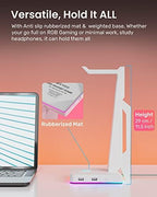 IFYOO RGB Gaming Headset Stand with 2 USB Ports, Game Headphone Mount for PC, Xbox One, PS4, Switch, Earphone Holder Hanger, Great for Gaming Stations, Fancy Desk Gamer Accessories, White - Image 5