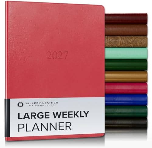 Gallery Leather Large Weekly Planner 2026-2027 Caribbean Red by GalleryLeather