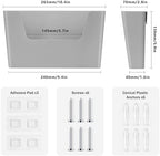 JOMOLA No Drilling File Holder 3 Pack Mail Organizer Wall Mount File Organizer Holder Office Wall Hanging Files Magazines Organizer Plastic Door Mount Wall Pocket with Adhesive Pad, Grey Color - Image 2