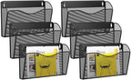 6 Single Pocket Wall File Holder, Mesh Hanging File Folder Paper Organizer, Vertical Wall Mounted Mail Basket, Storage Organization Magazine Rack for Office, Home and School, Black by GDINDINFAN