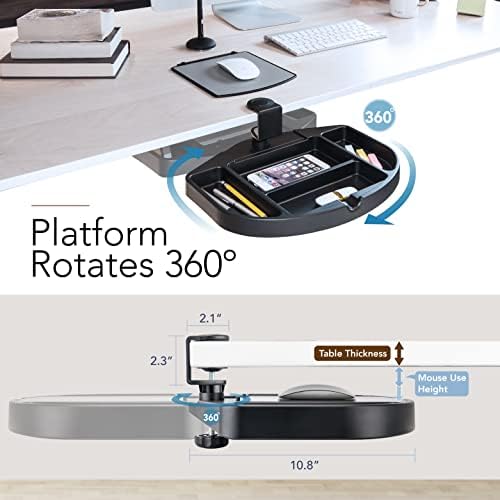 EHO Clamp-On Desk Organizer, Multifunctional with Pencil Drawer, Mouse Pad Storage, Swivel, Spill-Proof, Under Desk Storage, Easy Installation, Reduces Clutter, TAA-Compliant - Image 3