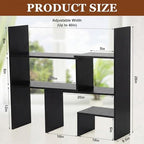 Briwooody Expandable Dorm Desk Hutch Adjustable Desktop Bookshelf,Black - Image 3