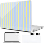 MEEgoodo 4-in-1 Printed Case for MacBook Neo 13 inch 2026 Release Model A3404, Laptop Hard Shell Cases with Keyboard Skin & Screen Protector & Webcam Covers, Yellow&White Stripes by MEEgoodo