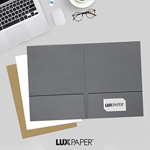 LUXPaper 9" x 12" Presentation Folders | Two Pocket | Front Cover Card Slits (Lower Right) | Sterling Gray Linen | 100lb. Cover | 100 Qty - Image 6
