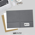 LUXPaper 9" x 12" Presentation Folders | Two Pocket | Front Cover Card Slits (Lower Right) | Sterling Gray Linen | 100lb. Cover | 50 Qty - Image 6