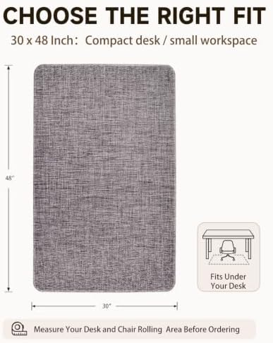 Funwheat Woven Office Chair Mat for Hardwood Floor, 30 x 48 in, Dark Grey - Image 2