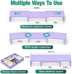 OPNICE Dual Computer Monitor Stand Riser, Desk Organizer with Drawer, Office Desk Accessories & Workspace Organizers for Home Office Supplies, Purple - Image 7