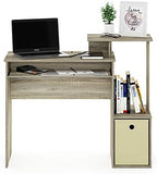 Furinno ECON 40-inch Desk with Keyboard Tray, Side Shelves, Light Oak - Image 4