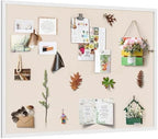 Miratino Large Bulletin Board 48x36 inch with Linen Cork Boards Wall Decor Hanging Pin Wood Framed Display Bulletin Cork Photo Picture Board Light for Room School Office 30-Pushpin White by Sayhellotogoodlife