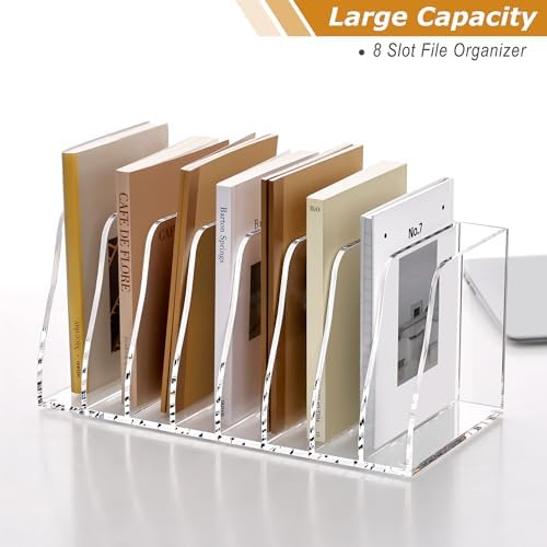 SANRUI Acrylic Desk File Organizer, 8 Slot Clear Magazine File Holder - Image 7