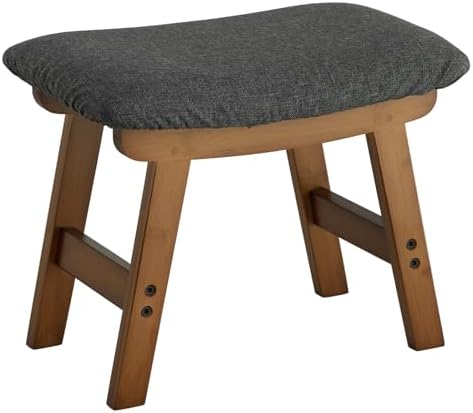 Foot Stool Ottoman Foot Rest Under Desk,Small Stool for Living Room, Bedroom and Kitchen (Brown Legs - Gray Stool Surface) - Image 7