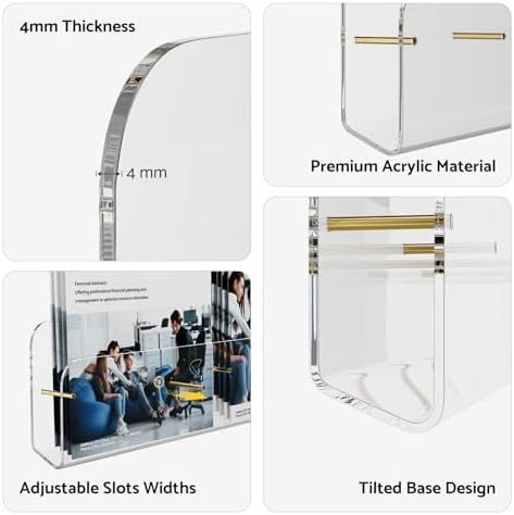 HIIMIEI Brochure Holder Wall Mount: 2-Pack Acrylic Modular Flyer Rack - Image 6