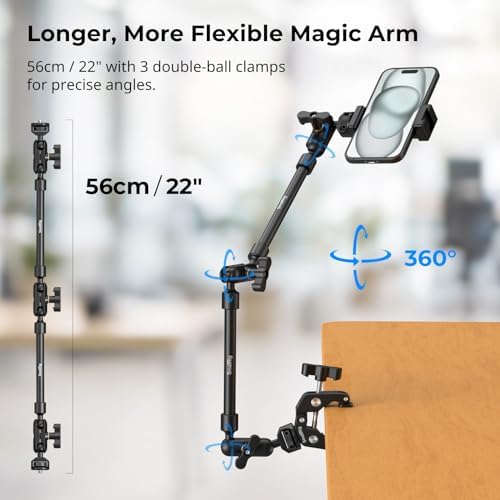 SMALLRIG 22" Magic Arm Clamp, Overhead Phone Mount Holder Stand, Camera Arm - Image 3