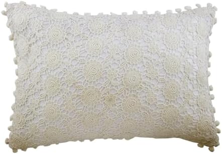 The HomeCentric Decorative Toss Pillows, Decorative Pillow Covers 12x14 inch (30x35 cm) Ivory, Cotton Rectangular Pillow Covers, Handmade Pillow Covers - Cozy Crochet by TheHomeCentric
