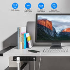 40W Under Desk Power Strip Mountable,20W USB-C Fast Charging Flat Plug Power Strip Surge Protector 1200J,9 in 1 Desk Outlet,5 Outlets,2 USB-C,2 USB-A,10FT Extension Cord Black (Pack of 2) - Image 3